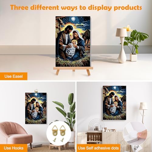 MOGTAA Nativity Scene Paint by Numbers Kit for Adults Beginners with Frame, Christmas Adult Paint by Number Kits on Canvas with Easel, Easy DIY Oil Painting Kits for Home Decor, 8x12in - Image 3