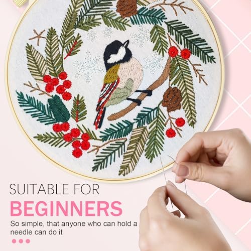 Huacan Embroidery Kit for Beginners Easy Needlepoint Kits for Adults with Stamped Embroidery Patterns. (Bird) - Image 6