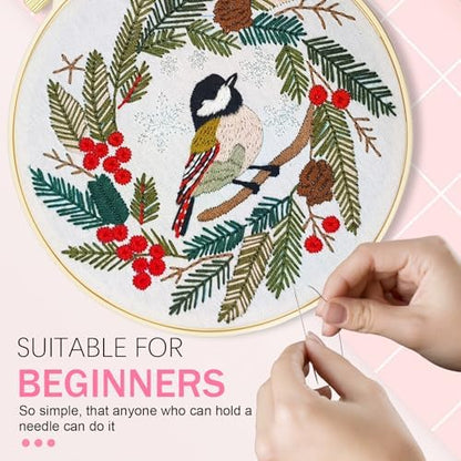 Huacan Embroidery Kit for Beginners Easy Needlepoint Kits for Adults with Stamped Embroidery Patterns. (Bird) - Image 6