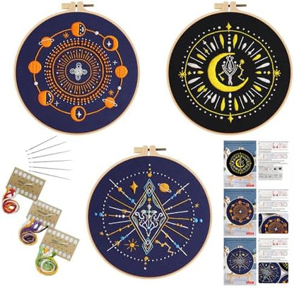GLTAYLMY 3 Set Tarot Embroidery Starter kit with Patterns and Instructions, DIY Adult Beginner Cross Stitch Kits, Including 1 Plastic Embroidery Rings,Colored Threads and Needles by GLTAYLMYFortuneSmilesonJoyfulTradingwithEveryone