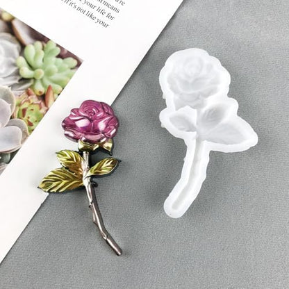 2 PCS Rose Flower Silicone Molds, 3D Floral Resin Molds, Flower Handmade Craft Molds for Cake Decoration, Chocolate, Soap Wax Making Crafting Projects - Image 3