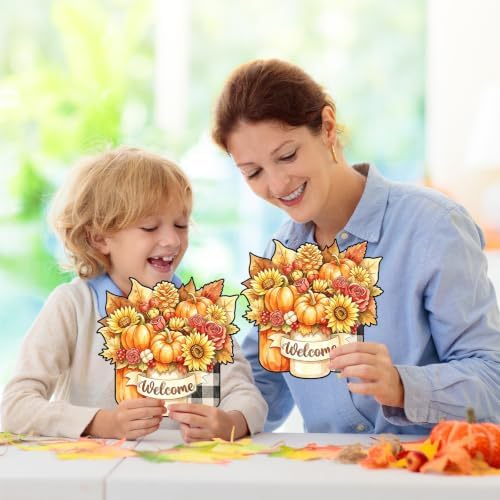 Sereliy 24 Pcs Fall Coloring Wreath Crafts Color Your Own Fall Crafts, Vase - Image 6