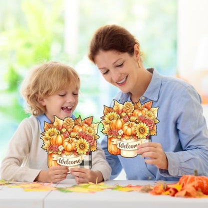 Sereliy 24 Pcs Fall Coloring Wreath Crafts Color Your Own Fall Crafts, Vase - Image 6
