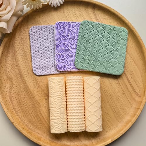3Pcs Polymer Clay Texture Roller Work with Polymer Clay Cutters for DIY Earrings Jewelry Making Craft Supplies by Unknown