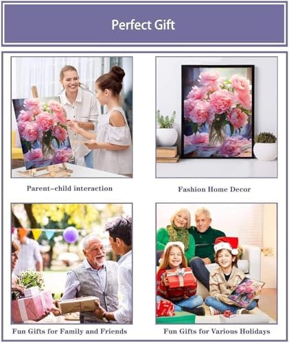 MIRCVSH Flowers Paint by Numbers Kit for Adults Framed,Pink Rose Paint by Number for Adults,Adults' Paint-by-Number Kits on Canvas with Wooden Easel for Home Wall Decor 12X16 Inch - Image 7