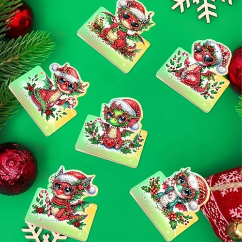 DIY Diamond Art Painting Greeting Card Creative Holiday Blessing 3D Folding Set Stationery Ornament Present Handmade-Christmas Pterosaur - Image 5