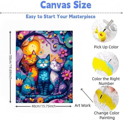 Paint by Numbers Kit for Adults, Colorful Cat Paint by Number for Adults - Image 2