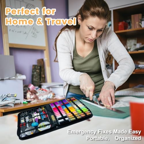 HYHJMISTY Sewing kit, Needle and Thread Kit for Sewing, 186 Pcs Sewing Accessories for Travel, Home, School and DIY Gift, Needles, Scissors, 43XL Thread Spools - Image 7