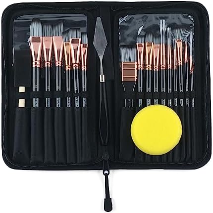 Transon 20Pcs Art Paint Brush Kit with Storage Case, 16 Brushes + Foam Brush Spatula Sponge for Acrylic Oil Watercolor Gouache, Adults Teens Beginners Art Supplies - Image 6