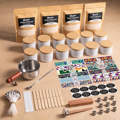 Blingfun Soy Wax Candle Making Kit, All-in-One Candle Making Kit for Beginners with Candle Making Pot, Wicks, Dyes & 12 Candle Tins, Practical DIY Candle Kit for Adults Gift Set (2LB+plu) - Image 2