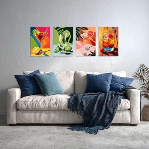 TBAIRO 4 Pack Framed Paint by Numbers Kit for Adults Beginner Cocktail DIY Painting Kits for Adults Cocktail Easy Adult Paint by Number Kits on Canvas for Wall Art Decor 8x12 Inch - Image 7