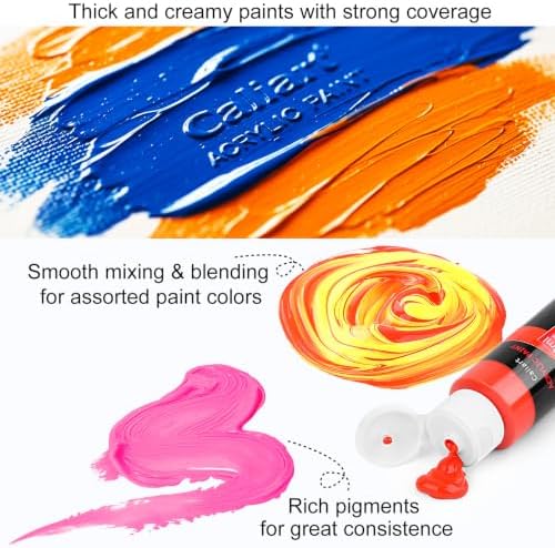 Caliart 24 Colors Acrylic Paint Set with 12 Brushes - Image 4
