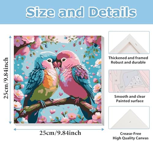 Bird Paint by Numbers with Frame, Bird Paint by Numbers for Adults 10x10 in - Image 3