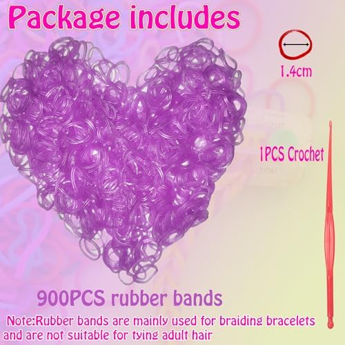 Loom Rubber Band Refill, Luminous Purple 900 Pcs. - Image 3
