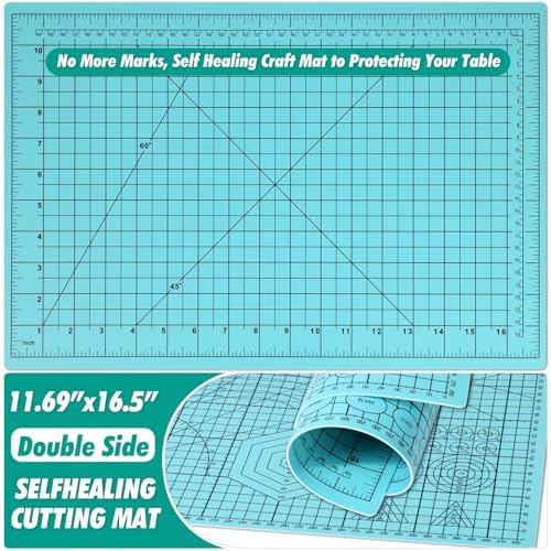 Rotary Cutting Mat and Tools Set, Audab 45mm Fabric Cropping Cutter Wheel with A3 Self Healing Sewing Mat, Blades, Quilting Ruler and Clips, Crafts Knife for Shirt Cloth Patchworking Scrapbooking - Image 4
