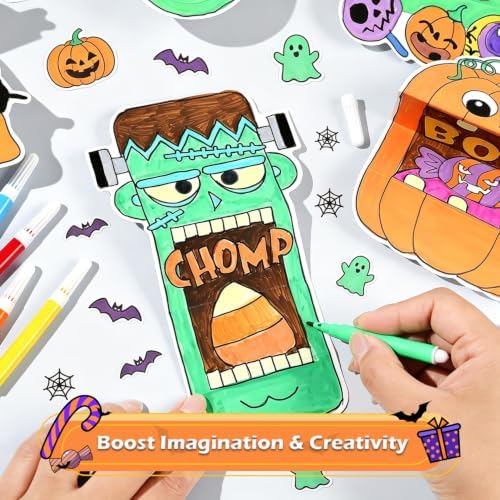 ERRECI Halloween Crafts for Kids, DIY Origami Paper Kit with 8 Patterns & 6 Stickers, Make You Own Halloween Arts and Crafts for Halloween Classroom Decorations Party Favors Supplies - Image 3