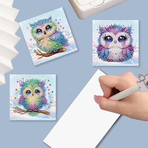DIY Diamond Greeting Cards Set Christmas, 5D DIY Diamond Art Painting Greeting Card, DIY Christmas Card Making Kits for Family Friends Handmade Gift-#30-Owl - Image 5