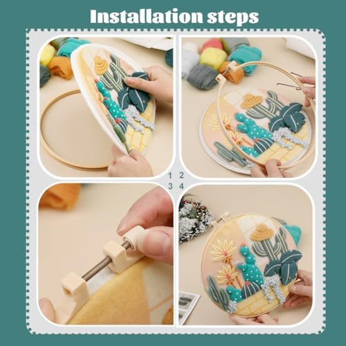 Wonafa DIY Wool Needle Felt Starter Kit, Beginner Needle Felt Kit with Wool Felt Bag, Felts Needles, Photo Frame, Foam Mat, Felts Cloth and Instructions for Home Decor, Art Crafts (Style 5) - Image 3