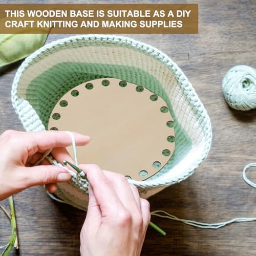 PATIKIL 10" Diameter Crochet Basket Bottom Dark Wood Color 4Pcs - Image 4