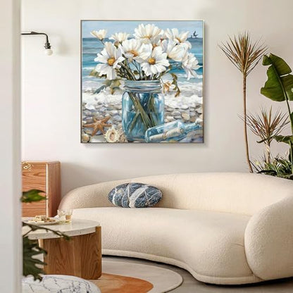 bestact Framed Daisy Paint by Numbers Kits for Adults,Flowers Painting by Numbers with Framed for Beginner on Canvas Easy DIY Painting Kits for Home Wall Decoration and Gifts,8x8INCH (Flower6) - Image 6