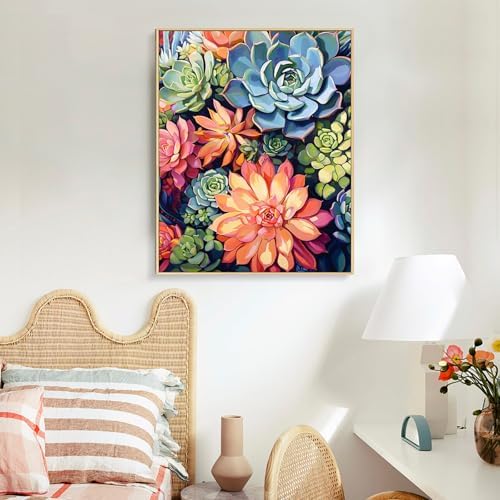 Paint by Numbers Kit for Adults, Succulents DIY Acrylic Canvas Painting Set - Image 2