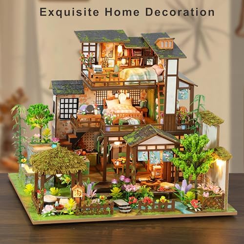 ISSEVE Miniature House Kit, Tiny House Building Kit Bamboo Spring Courtyard - Image 4