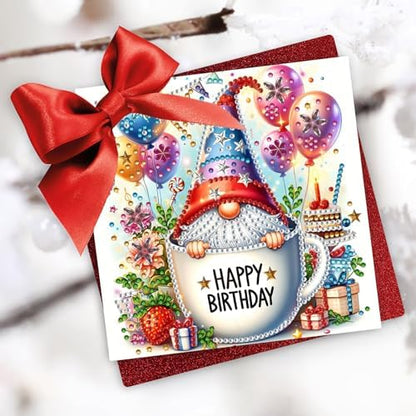 DIY Diamond Greeting Cards Set, 5D DIY Diamond Art Painting Festival Style Greeting Card, DIY Christmas Card Making Kits for Family Friends Handmade Gift-#29-Birthday Goblin - Image 2