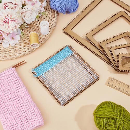 BENECREAT 6 Sizes Poplar Wood Weaving Loom Kit, Square DIY Weaving Loom DIY Weaving Art Tapestry Loom for Hanging Decor Woven Tapestry Knitted Crafts Making, 4.5mm Thick - Image 5