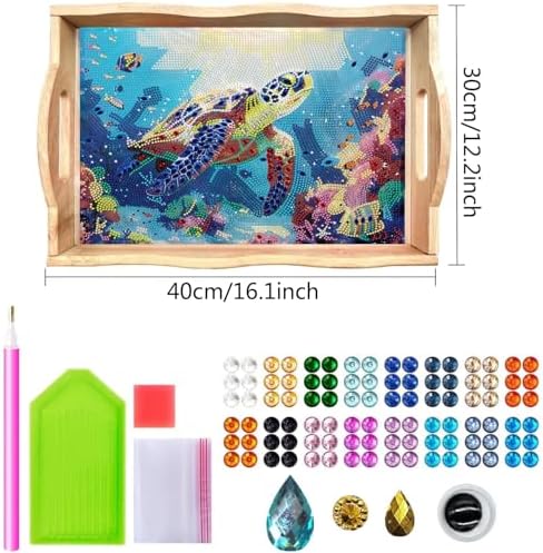DOTSOPS 5D Marine Animals Diamond Painting Wooden Serving Tray with Handle - Image 2