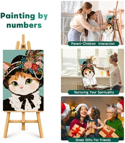 Framed Paint by Numbers Kit for Adults Beginner & Kids Ages 8-12, Funny Cat Adult Paint by Number Kits on Canvas with Frame, DIY Acrylic Number Painting for Adults for Home Decor Gift 8 x 12 Inch - Image 7