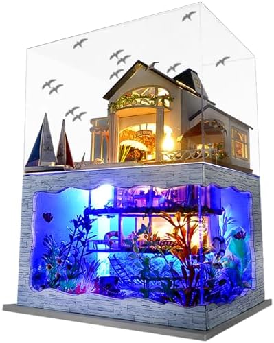 Spilay Miniature Dollhouse Kit with Furniture,DIY Dollhouse Kit Mini Modern Villa Model Plus Dust Cover and Music Box,1:24 Scale Creative Room Idea for Adult Birthday Gift(Hawaii Impression) by SpilayDIYDollhouseMiniature