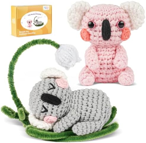 MOREJMTT Crochet Kit for Beginners, Crochet Animal Kits,Crocheting Kit for Starters, Learn to Crochet with Step-by-Step Video Tutorials, Beginner Crochet Kit for Adults(2 Pack Koala) by MOREJMTT