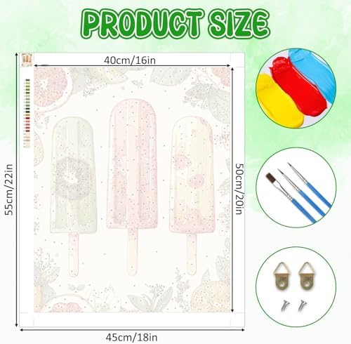 RICUVED Paint by Numbers for Adults, Summer Paint by Numbers Kit for Adults Beginners, Fruit Popsicle DIY Acrylic Oil Painting on Canvas Easy for Gift Home Wall Decor 16x20 Inch - Image 4