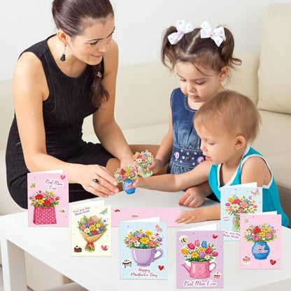80UncleKimby 28Sets Mother’s Day Crafts Card Making Kit DIY 3D Cards with Envelopes Arts Craft Classroom Exchange Party Favors Bulk Supplies - Image 6