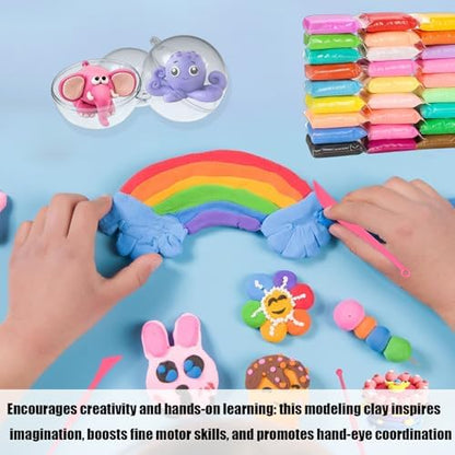 Adult Magic Foam DIY Molding Clay,Air Dry Clay Set 48 Colors Ultra Light Modeling Clay with 3 Tools 150 Accessories and 5 Display Balls Soft Non Sticky Safe DIY Craft for Sculpting Arts and GIF - Image 2