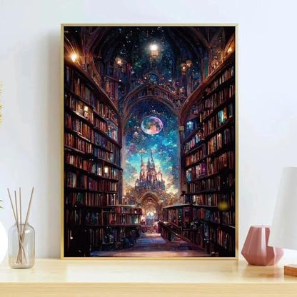 koemhxb Magical Library Paint by Numbers Kit for Adults Beginner Fantasy Acrylic Painting DIY Art Canvas by Number Kits for Gifts Home Wall Decor 16x20 Inch - Image 3