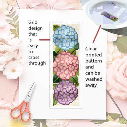 ORIGACH 6 Set Hydrangea Cross Stitch Bookmark Kit for Beginner - Image 3