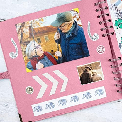 Bstorify Square Scrapbook Photo Albums 8 x 8 Inch Pink Thick Paper, Hardcover, Metal Corners, Ribbon Closure - Ideal for Your Scrapbooking Albums, Art & Craft Projects - Image 6
