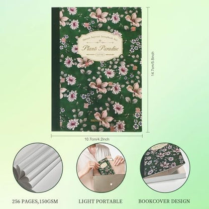 Koqye Green Plants Scrapbook Kit - 157-Piece DIY Craft Supplies for Holiday Cards, Journals & Gifts Includes Notebook, Washi Tape, Stickers & More (Green Plants) - Image 4