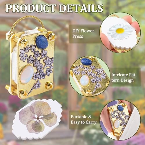 WANDIC 1pc Metal Mini Forget-Me-Not Flower Press, Premium Plant Pressing Tool with 20 Sheets Paper & Wrench for DIY Dried Flower Art Craft - Image 5