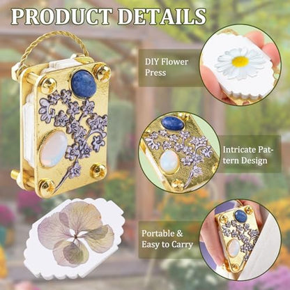 WANDIC 1pc Metal Mini Forget-Me-Not Flower Press, Premium Plant Pressing Tool with 20 Sheets Paper & Wrench for DIY Dried Flower Art Craft - Image 5