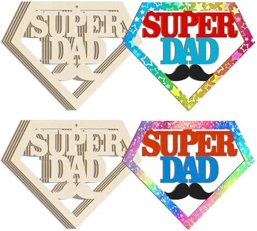 Wooden Fathers Day Crafts for Kids DAD Letter Ornaments to Paint 7 Inch, Large Size Father's Day Wooden Daddy Cutout DIY Blank Unfinished Wood Father's Gifts Ornament for Crafts Hanging Decorations by Sophena