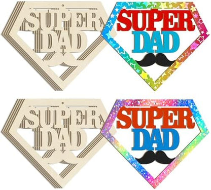 Wooden Fathers Day Crafts for Kids DAD Letter Ornaments to Paint 7 Inch, Large Size Father's Day Wooden Daddy Cutout DIY Blank Unfinished Wood Father's Gifts Ornament for Crafts Hanging Decorations by Sophena