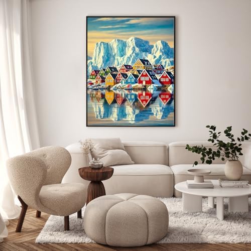 Paint by Numbers Kit for Adults, Colorful Village Painting, 16 x 20 Inch - Image 2