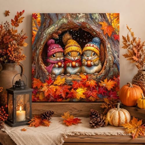 Fall Paint by Numbers Kit for Adults,Squirrel Paint by Number With Frame - Image 2