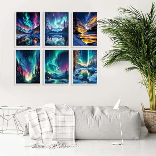 6 Pack Paint by Numbers Kit for Adults Without Frame 10x14 Inch, Aurora - Image 6