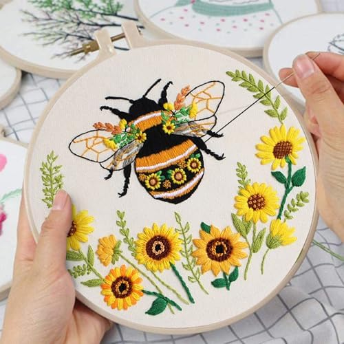 Nuberlic 3 Pack Embroidery Kit for Beginners with Bee Pattern - Image 3