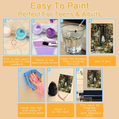 Halloween Framed Paint by Numbers Kits for Adults 12x16in with Wooden Easel - Image 7