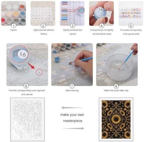 Bozfoxa Paint by Numbers Kit for Adults Beginner Golden Sunflower - Image 3