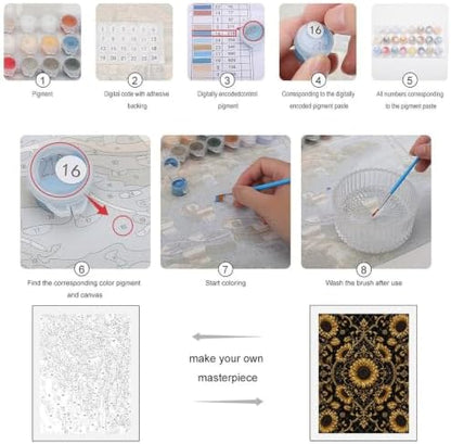 Bozfoxa Paint by Numbers Kit for Adults Beginner Golden Sunflower - Image 3